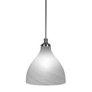Toltec Lighting Juno 1 - Light Pendant in  Brushed Nickel with 16" White Marble Shade - 1 of 1
