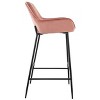 Elama 2 Piece Velvet Bar Stool in Pink with Black Legs - 2 of 4