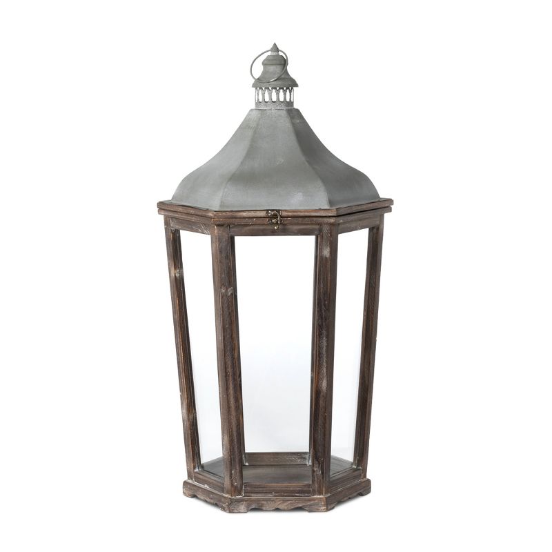 Park Hill Collection Wood & Galvanized Metal Lantern Large, 1 of 5