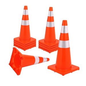 Traffic Cones, Safety Road Parking Cones, Orange PVC Traffic Cone with Reflective Collars, Hazard Caution Cone Construction Cones for Driveway Road - 1 of 4