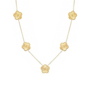 Adornia Tarnish Resistant 14k Yellow Gold Plated 5-Leaf Clover Station Necklace - 1 of 4