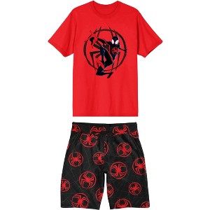 Spider-Man Into The Spider-Verse Miles Morales Men's 2-Pair T-shirt & Lounge Shorts Sleep Set - 1 of 4