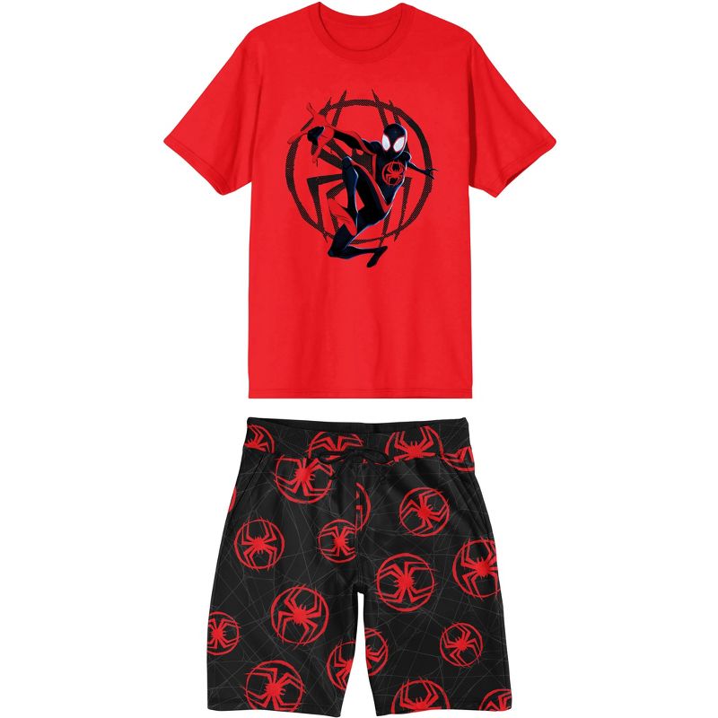 Spider-Man Into The Spider-Verse Miles Morales Men's 2-Pair T-shirt & Lounge Shorts Sleep Set, 1 of 7