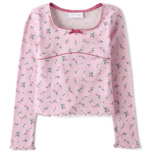 The Children's Place Girls Long Sleeve Floral Pointelle Top - 1 of 3