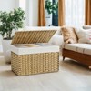 Storage Basket with Lid, 27.7 Gallon (105L) Woven Storage Bin. Features handles, a removable liner, and a metal frame. - 3 of 4