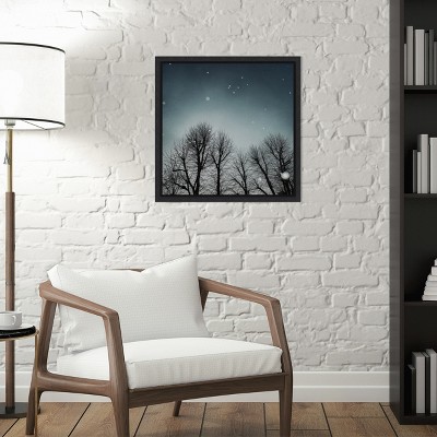 Winter Sky Tree Line Blue Canvas Framed Print 16 x 16-in