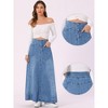Allegra K Women's Casual High Waisted A-Line Flared Maxi Denim Skirt - 2 of 4