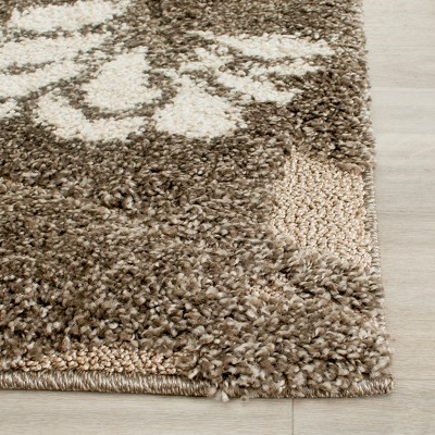 Elegant Smoke and Beige Floral Shag Area Rug 3'3" x 5'3"
