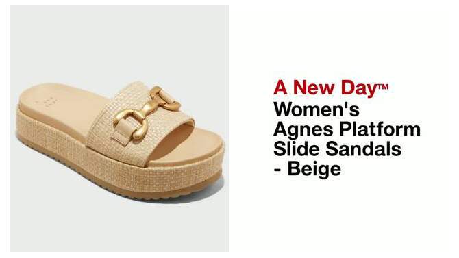 Women&#39;s Agnes Platform Slide Sandals - A New Day&#8482; Beige, 2 of 12, play video
