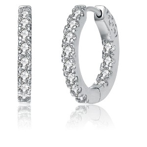 Guili Rhodium Plated Round Cubic Zirconia Hoop Earrings Featuring a Sophisticated and Classic Design Perfect for Modern Jewelry Enthusiasts - 1 of 3