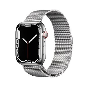 Apple Watch Series 7 GPS + Cellular, 45mm Silver Stainless Steel Case with Silver Milanese Loop - 1 of 4