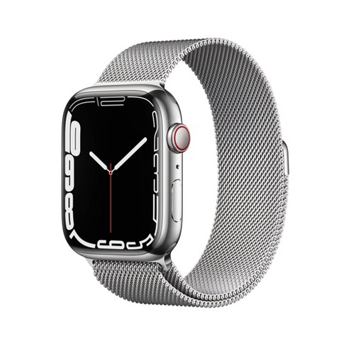 Apple Watch Series 7 Gps + Cellular, 41mm Silver Stainless Steel Case With  Silver Milanese Loop : Target