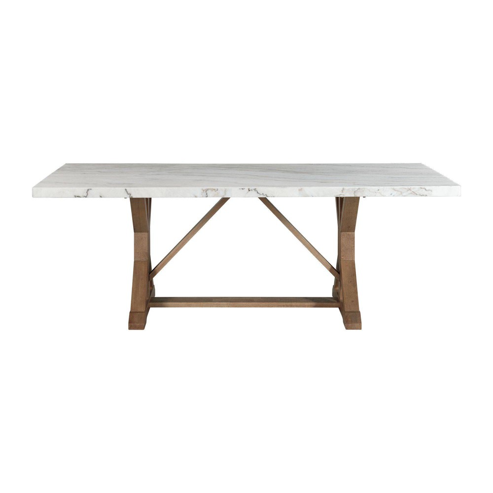 Photos - Dining Table Liam Standard Height Rectangular  White Marble - Picket House