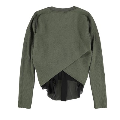 bar III Womens Chiffon Trimmed Knit Sweater