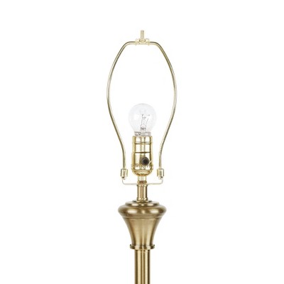 Antique Brass Adjustable Floor Lamp with White Empire Shade