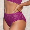 Women's Jacquard Tropical Leaf Mid Waisted Bikini Bottoms Swimsuit - Cupshe - 3 of 4