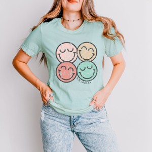 Simply Sage Market S.W.Smiley Smiley Face Grunge Short Sleeve Tee - XS - Seafoam - 1 of 4