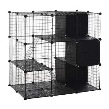 Easyfashion Small Animal Cage for Adult Rats/Ferrets Rat Cage, Hammered  Black 