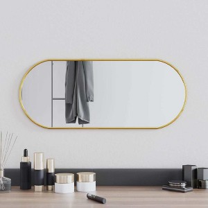 Aghana Digitals Gold Oval Wall Mirror - 23.6x9.8in Synthetic Glass, Elegant Indoor Decor for - 1 of 4