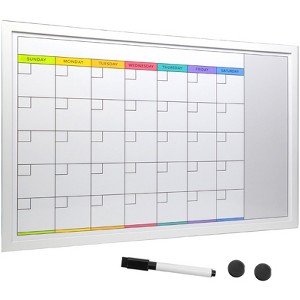 Excello Global Products Magnetic Dry Erase Calendar Whiteboard: Large 20"x30" Weekly Monthly Format - 1 of 4
