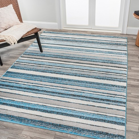 Blue store striped rug