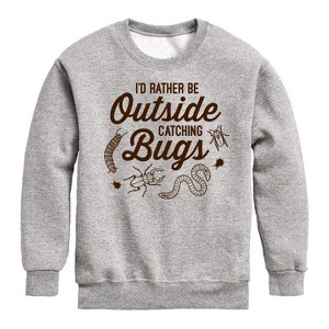 Boys' - Instant Message - Rather Be Outside Catching Bugs Graphic Long Sleeve Fleece Sweatshirt - 1 of 4