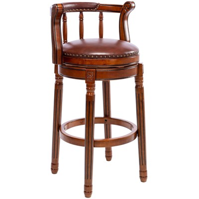 NicBex Bar Stools for Kitchen Island,Modern  Leather Counter Bar Stools with Wood Footrests,Bar Chairs for Dining Rooms,Kitchens Islands,Brown/Cream