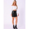 INSPIRE CHIC Women's Faux PU Leather Studded Party High Waist Pencil Mini Split Skirt - 3 of 4