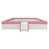 Whisen Twin Size Upholstered Floor Bed & Daybed with Fence and Two-Tier Staircase - 3 of 4