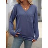 Clearlove Womens Tops V Neck Color Block Tee Striped Tunics Long Sleeve Comfy Twisted Stripes Shirt - 2 of 4
