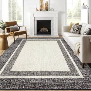 Machine Washable Carpet, Non-Slip And Non-Linting, Large Indoor Carpet, Modern Border Low Pile Foldable Carpet, Bedroom, Living Room, Kids Room - 1 of 4