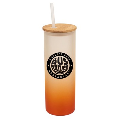 Elanze Designs World's Best Bus Driver School Wrap-Around Design 25 Ounce Frosted Gradient Glass On-The-Go Coffee Travel Skinny Tumbler Mug Cup,