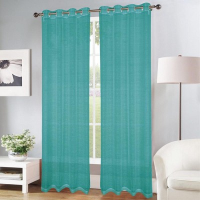Olivia Gray Erica Doily Stripe Grommet Panel Pair - 54x90", Teal