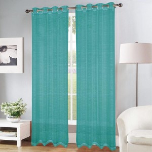 Olivia Gray Erica Doily Stripe Grommet Panel Pair - 54x90", Teal - 1 of 4