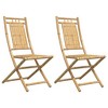 vidaXL Folding Patio Chairs 2 pcs 18.1"x26"x39" Bamboo - 2 of 4