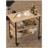 Pizza Oven Table 33"x20"x35.5",3-Tier Bamboo Outdoor Grill Cart,4-Wheel Mobility - 4 of 4