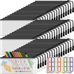 Fmeida 24 Pack Mesh Zipper Pouch Bags Small, Zipper Pencil Pouches, 9.2 x 4.7 in Clear Pencil Pouch Bulk, Pencil Bags with Zipper - 1 of 4