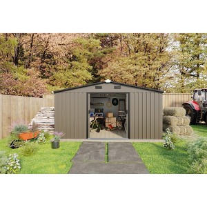 10×12FT Outdoor Storage Shed,Heavy-Duty Metal Garden Shed with Lockable Door,Waterproof Roof Outdoor Patio Storaged Sheds for Bike Backyard Pool Lawn - 1 of 4