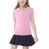 Girls Summer Polo Shirt Short Sleeve Knit School Uniform Blouse V Neck Cable Pullover Sweater Tops 7-10 Years - 3 of 4