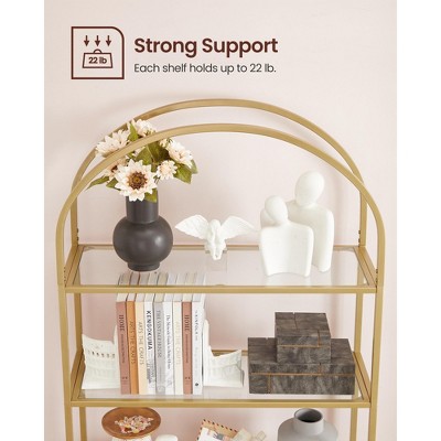 Gold Arched 5-Tier Bookcase with Glass Shelves