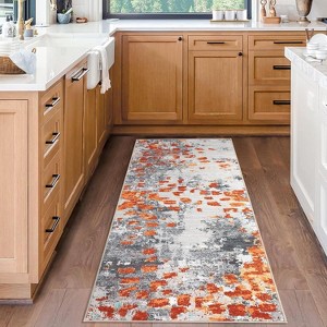 Acekool Modern Washable Rug 8x10: Non-Slip Stain Resistant Carpet for Living Room, Bedroom, Nursery – Fuchsia/Green - 1 of 4