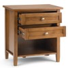 Vynxaria Transitional 2-Drawer Bedside Table - Light Golden Brown, 16"D x 24"W x 26"H, Solid Wood, Brushed Nickel Pulls - 2 of 4