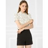 Allegra K Women's Ruffled Retro Short Sleeve Office Polka Dots Blouses - 3 of 4