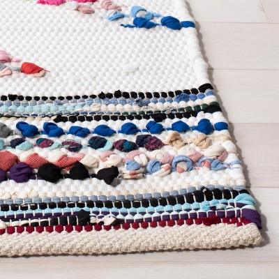 Ivory and Black Flat Woven Cotton Synthetic 8' x 10' Rug