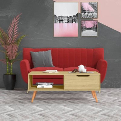 vidaXL Coffee Table Sonoma Oak Engineered Wood, MDF 39.4 x 19.5 x 16.9 in