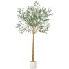 Artificial Olive Tree with Cement Pot, Adjustable Branch, Realistic Leaves and Fruit, Hand-Painted Trunk, Suitable - 2 of 4