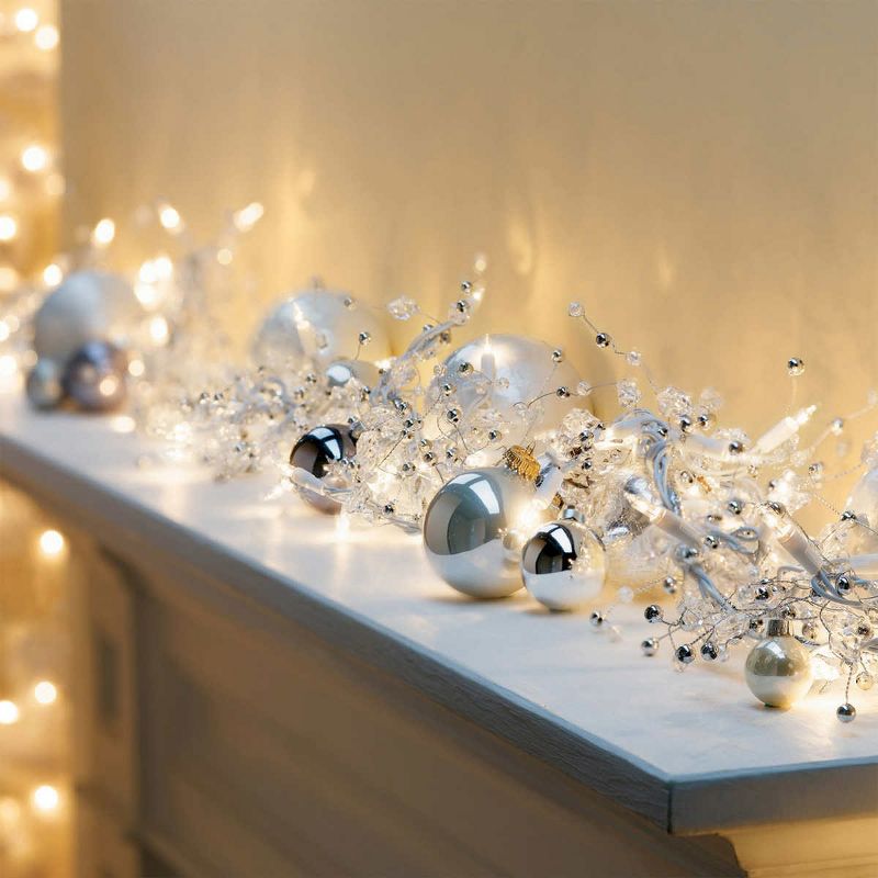 GE ConstantON 100 Clear Lights Glitter Gem Garland 9 FT Clear/White Wire, 2 of 4