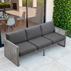 POCASSY Outdoor Round Wicker Patio Couch, Luxury High Back 3-Seater Sofa with Trapezoidal Back Cushion for Porch Garden Pool - 3 of 4