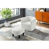 White Swivel Accent Chair 360° Comfy Recliner Corduroy Arm Chair Single Sofa with Ottoman for Living Room Bedroom - 3 of 4