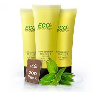 ECO Amenities 200 pack 2 in 1 Travel Size Hotel Shampoo and Conditioner Sets, Bulk Toiletries Supplies, 1.0 fl oz, Green Tea Scent - 1 of 4